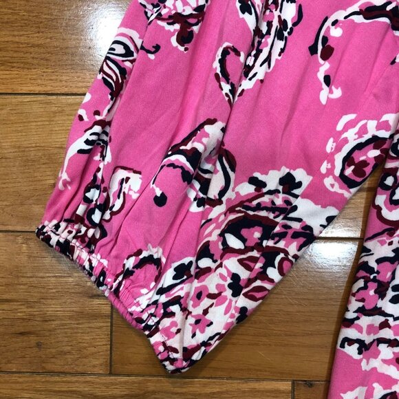 NWT Crown & Ivy Pink Paisly 3/4 Sleeve Peasant Blouse Size M - Picture 9 of 11